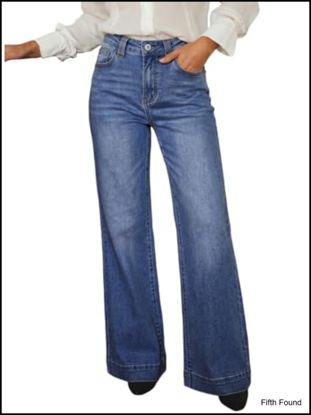 Wide Leg Baggy Flare Jeans High Waisted Stretch Denim Pants